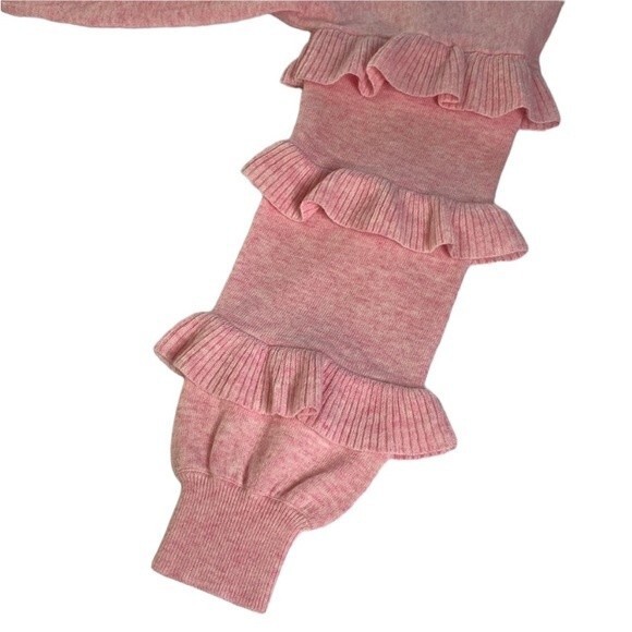 J Crew NWOT Ruffle Sleeve Sweater Wool Blend Pullover Ballet Girl Barbie Pink - Picture 3 of 16
